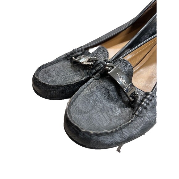 Coach Olive Loafers Black Gray Logo Metal Accent Round Toe Flat Womens Size 7.5B - Picture 7 of 9